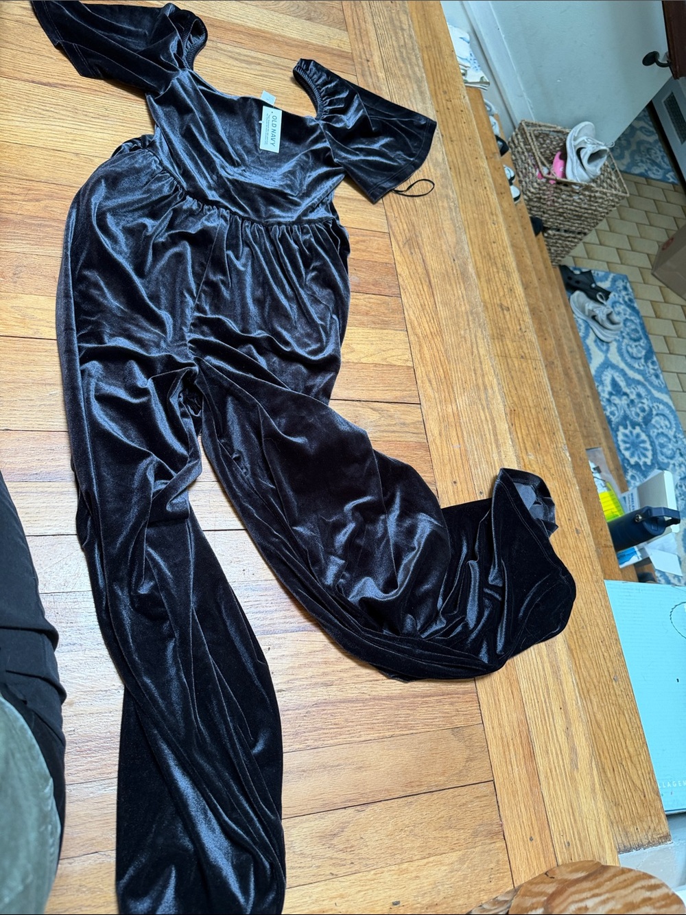 Grey/ black Velvet Jumpsuit